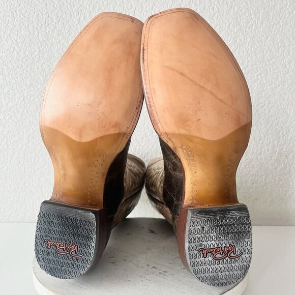Rod Patrick Mens Cowboy Boots 14.5A Antique Mocha Bison Brown Western Blunt Toe - Picture 11 of 15